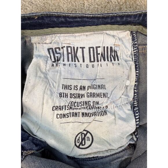 8IGHTH DSTRKT Blue Gray Men's Biker Denim Cargo Jeans Size 42x27 Hemmed B381 - Picture 12 of 16
